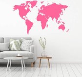 Muursticker Wereldkaart -  Roze -  120 x 74 cm  -  woonkamer  slaapkamer  alle - Muursticker4Sale