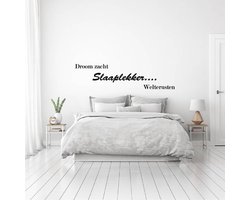Muursticker Droom Zacht Slaaplekker Welterusten - Zwart - 80 x 20 cm - slaapkamer nederlandse teksten