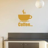 Muursticker Coffee -  Goud -  40 x 48 cm  -  keuken  engelse teksten  bedrijven  alle - Muursticker4Sale