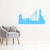 Muursticker Rotterdam -  Lichtblauw -  160 x 98 cm  -  woonkamer  steden  alle - Muursticker4Sale