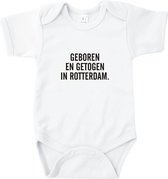 Rompertjes baby met tekst - Geboren en getogen in Rotterdam - Romper wit - Maat 62/68