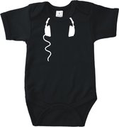 Rompertjes baby met tekst - Headphone - Romper zwart - Maat 50/56