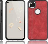 Voor Google Pixel 4a schokbestendig naaien Koe patroon Skin PC + PU + TPU Case (rood)