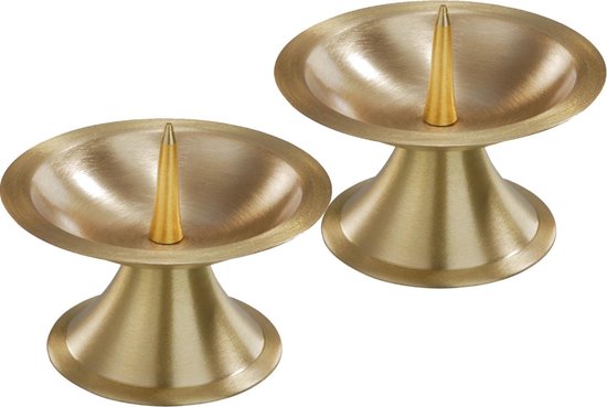 2x Luxe metalen kaarsenhouders goud voor stompkaarsen van 5-6 cm - Stompkaarshouder - Kaarshouder/kaarsen standaard - Kandelaar voor stompkaarsen - Woonaccessoires