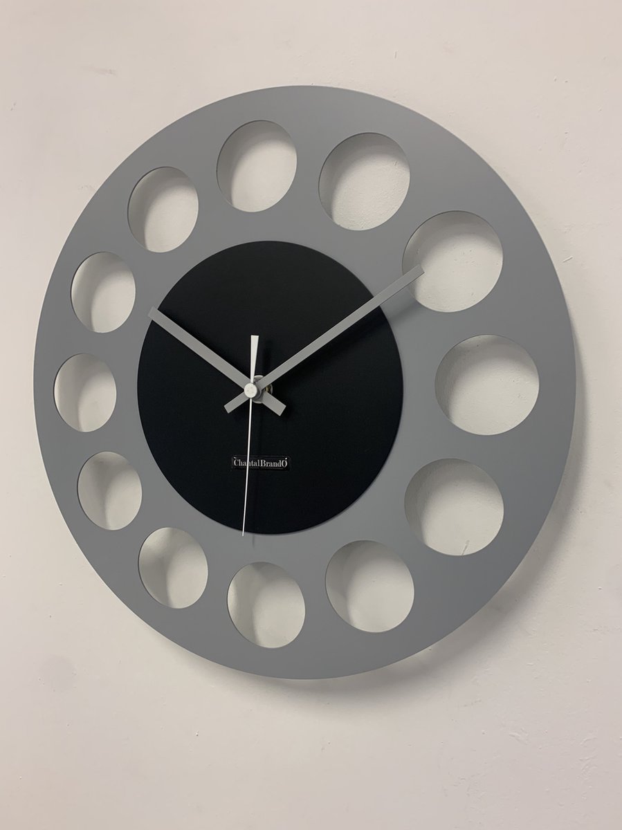 Wandklok CHANTALBRANDO -- GREY & BLACK TORNADO 40 -- MODERN DESIGN --