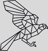 WandStaal - Vogel - Silhouette - Metaalkunst - Zwart - 500x470x2 Geometrische Dieren - Wanddecoratie - Muurdecoratie - Inclusief bevestigingsmateriaal