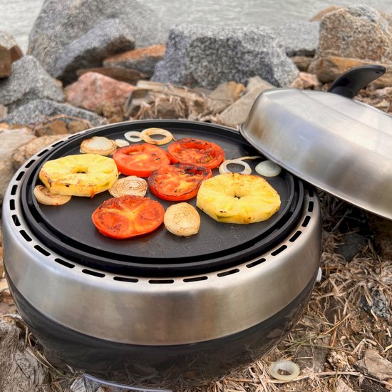BBQ2GO Compleet - BBQ - Rookvrije Houtskool Barbecue - Tafel BBQ - Draagbaar voor 5 Personen - Met Pizzaset, Rookverhoging, Indirect Grillrooster & Draagtas - Ø30cm van BBQ2GO — afbeelding 4