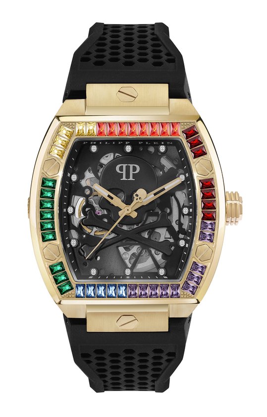 Philipp Plein The $Keleton PWBAA1623 Horloge - Siliconen - Zwart - Ø 44 mm