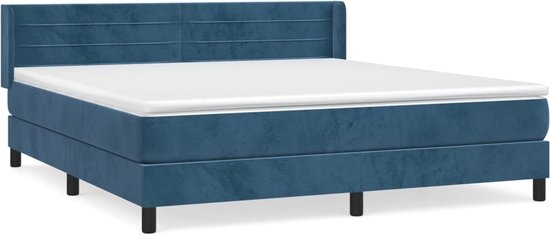 vidaXL - Sommier tapissier - avec - matelas - velours - bleu foncé - 180x200 - cm