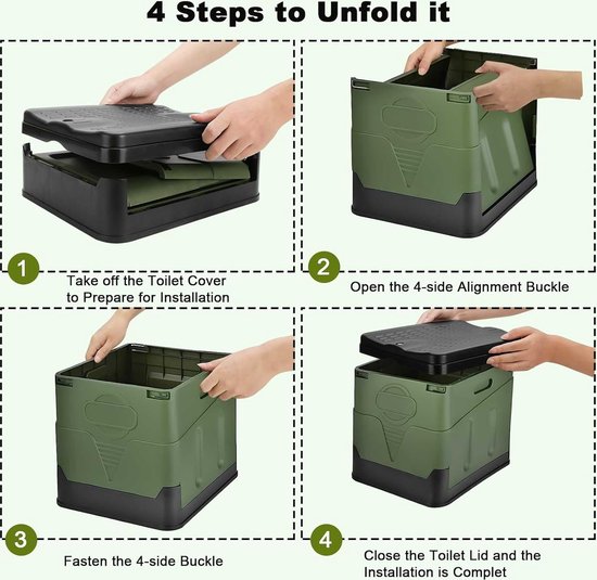 Drezesov Camping Toilet Foldable Mobile Dry Separator Toilet with 12 Organic Toilet Bags Very Stable Toilet Mobile Folding Toilet for Outdoor Camping Gadgets van Drezesov — afbeelding 3