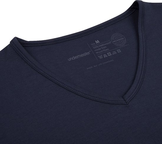 Undiemeister® T-shirt Blauw coupe slim col V Storm Cloud