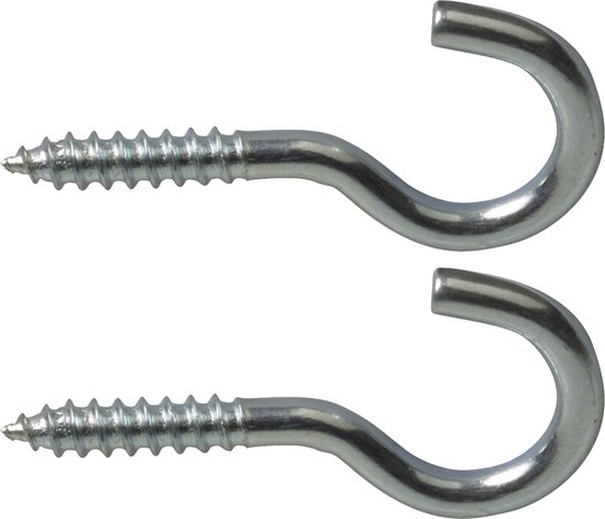 AMIG Schroefhaken - 52x - verzinkt staal - 23 mm - zilver - DHZ ijzerwaren - bevestigingsmaterialen