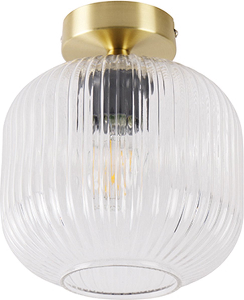 QAZQA karel - Art Deco Plafondlamp - 1 lichts - Ø 200 mm - Goud/messing - Woonkamer | Slaapkamer | Keuken thumbnail 3