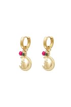 earrings - moon - stainless steel - kleur goud - 3 in 1 oorbel - moeder - cadeau - kadotip - kerst - moederdag