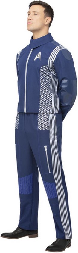 Smiffy's - Star Trek Kostuum - Star Trek Discovery Science Uniform Star Fleet - Man - Blauw - Medium - Carnavalskleding - Verkleedkleding