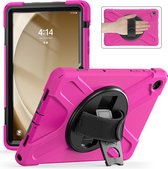 Case2Go- Tablet Hoes geschikt voor Samsung Galaxy Tab A9 Plus (2023) - Hand Strap Heavy Armor Case - Magenta