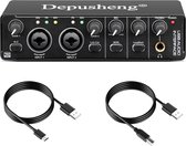 RX2 USB-audio-interface, computeropname, geluidskaart, audio-mixer, audio-interface voor thuisstudio, kan 48 V condensatormicrofoon aansluiten, gitaaropname