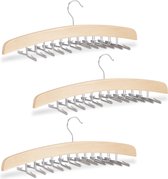 Relaxdays 3x stropdas hanger hout voor 24 stropdassen - kast organizer - stropdashouder