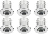 LED Veranda Spot Verlichting 6 Pack - Velvalux - 3W - Warm Wit 3000K - Inbouw - Dimbaar - Rond - Mat Zilver - Aluminium - Ø31mm