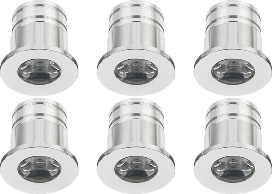 LED Veranda Spot Verlichting 6 Pack - Velvalux - 3W - Warm Wit 3000K - Inbouw - Dimbaar - Rond - Mat Zilver - Aluminium - Ø31mm