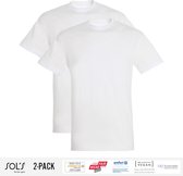 Lot de 2 T-Shirts Homme Sol's 100% Coton Bio Col Rond Blanc Taille 4XL