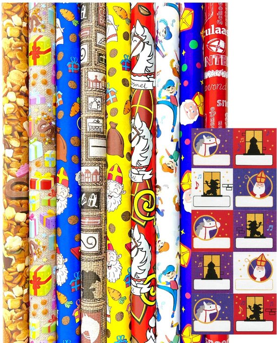 Sinterklaas Cadeaupapier XXL Assortiment - 3 Rollen X 3 Meter X 100 Cm
