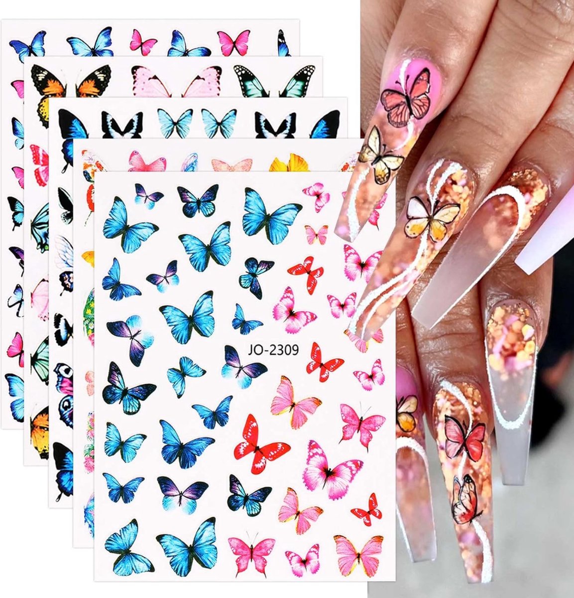 Goedkoopste GUAPÀ® Nagelstickers - 3D nagel stickers - Zelfklevende nagelstickers - nail wrap - Nail Art - Nagel Folie - Kerst Stickers - Nagelstickers Kerst - Vlinder Stickers - 12 Nail Art stickervellen diverse kleuren