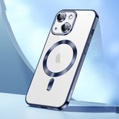 Sulada Soft case TPU en shockproof en lensbeschermer met magnetische ring voor de iPhone 15 Plus Titanium Blue