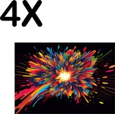 BWK Textiele Placemat - Explosie van Kleuren - Set van 4 Placemats - 40x30 cm - Polyester Stof - Afneembaar