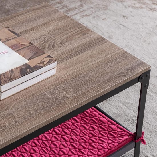 Set van 2 in elkaar geschoven salontafels, ronde MDF bijzettafel, gemarmerd fineer, wit