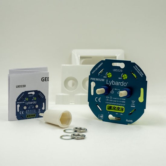 Duo dimmer LED Met afdekplaat 2 x 375W Elektronische zekering