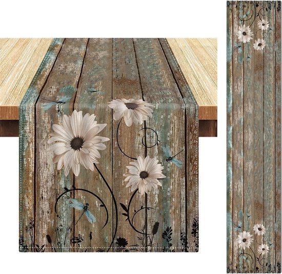 Artoid Mode Bruin Planken Antiek Oud Rustikaal Hout Herfst Tafelloper, Seizoensgebonden Keuken Tafeldecoratie Binnen Vakantie Feest Decor 40x180 cm