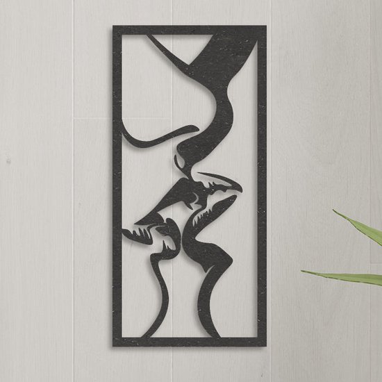 Wanddecoratie | Kissing couple in frame - L (29x60cm)