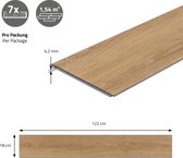 ML-Design Deluxe PVC vloeren, Click Vinyl planken, vinyl vloeren, 122 cm x 18 cm x 4,2 mm, dikte 4,2 mm, 4,62m²/21 planken, zandkleur eiken, bruin, antislip, waterbestendig, eenvoudige installatie