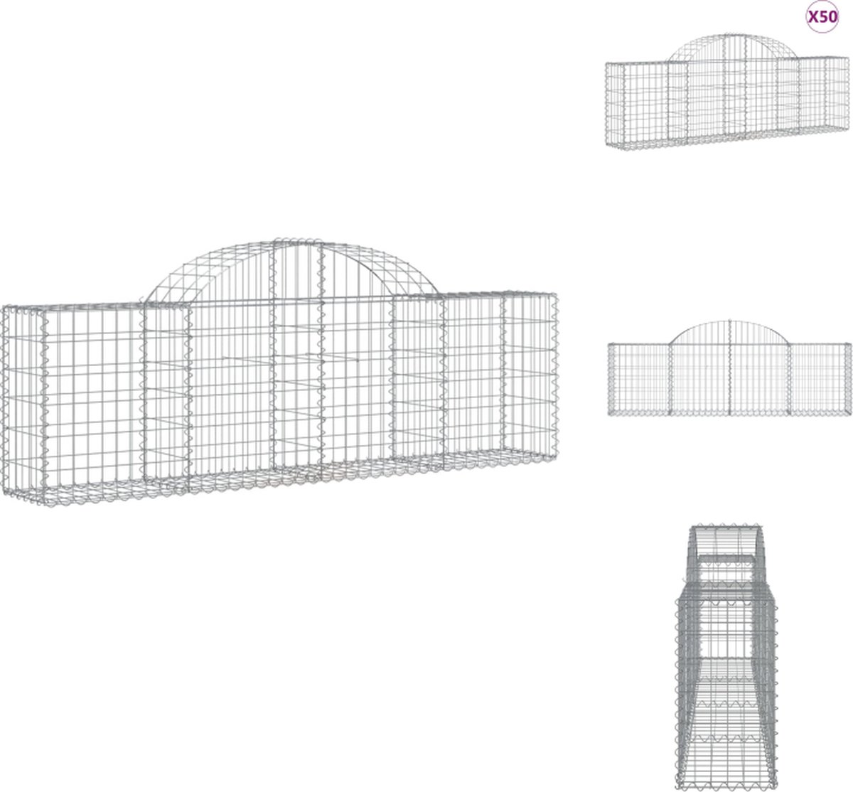 VidaXL Gabion Schanskorf 200 x 30 x 60 80 cm Geluidsisolerende Tuinbarrière Bloempot