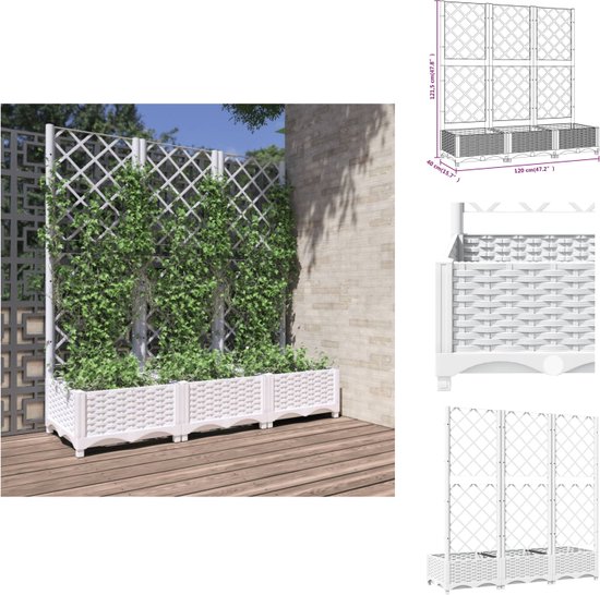 Plantenbak met latwerk 100x43x142 cm PP-steen grijs kopen? | .nl