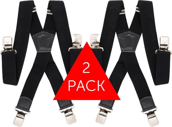 Zwarte bretels met vier stevige sterke brede stalen clips die niet losschieten 2 stuks