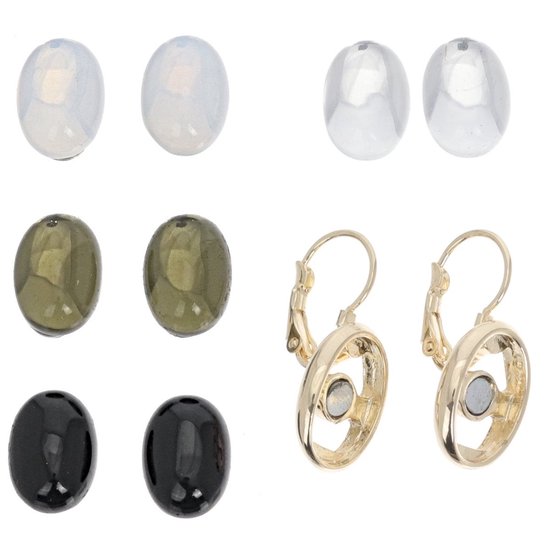 Boucles d'oreilles d'oreilles Behave - femme - couleur or - boucles d'oreilles serties de 4 pierres interchangeables