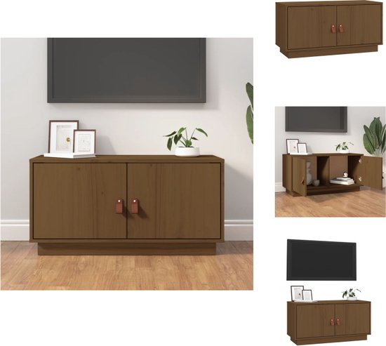 vidaXL Monitorstandaard 100x24x16 cm massief grenenhout honingbruin, computerstandaard, toetsenbord standaard, desktop laptop standaard