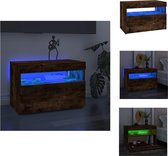vidaXL TV-meubel LED-verlichting - 60 x 35 x 40 cm - Gerookt eiken - Bewerkt hout - RGB LED - Kast