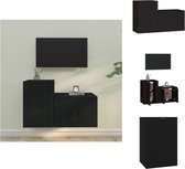 vidaXL TV-meubelset - Klassieke Houten TV-kast - Wandgemonteerde - Zwart 57x34.5x40/40x34.5x60 cm - Kast