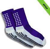 Gripsokken - Sportsokken - Gripsokken Voetbal - Gripsokken Voetbal Paars/Wit - Grip Socks - Pilates Sokken - Yoga Sokken - Anti Blaren - One Size - Compressie