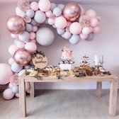 Fissaly 128 Stuks Pastel Ballonnenboog Macaron Roze, Grijs & Rose Goud – Ballonboog Feest Decoratie Versiering – Verjaardag - Helium, Latex, Folie & Papieren Confetti Ballonnen Boog