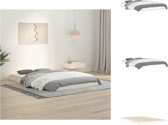 vidaXL Cadre de lit en bois - Bois de pin Massief - Stable et robuste - 120x190 cm - Wit - Lit