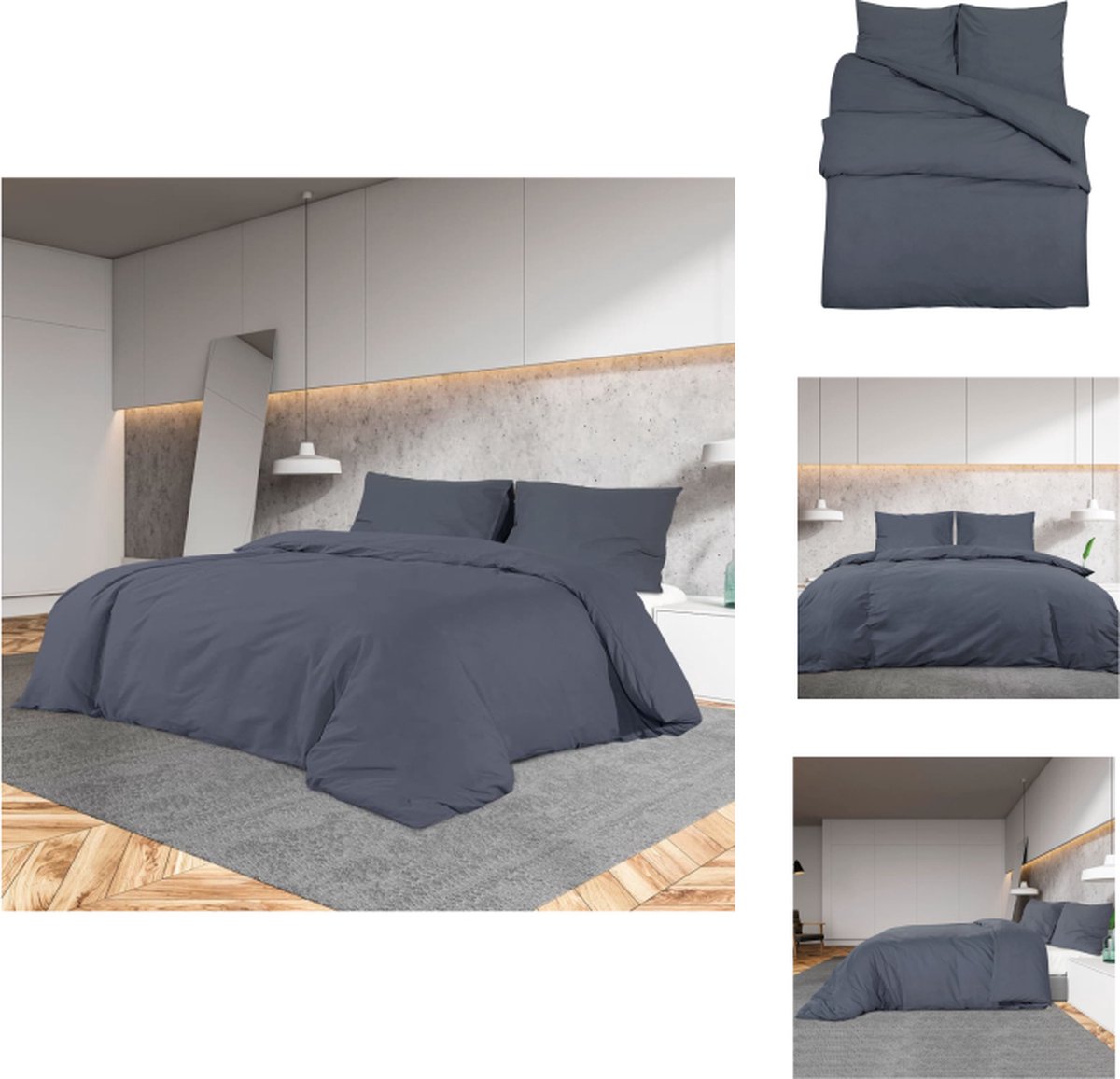 VidaXL Dekbedovertrek Antraciet 155x220 cm 100% katoen OEKO-TEX Dekbedovertrek