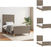 vidaXL Bedframe 203x93 cm - Taupe - Verstelbaar hoofdeind - Stabiele poten - Multiplex lattenbodem - Comfortabele ondersteuning - Bed