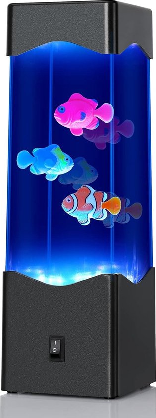 Lampe à bulles avec Pêche - Mini aquarium - Lampe à lave - Avec 3 faux  poissons -... | bol