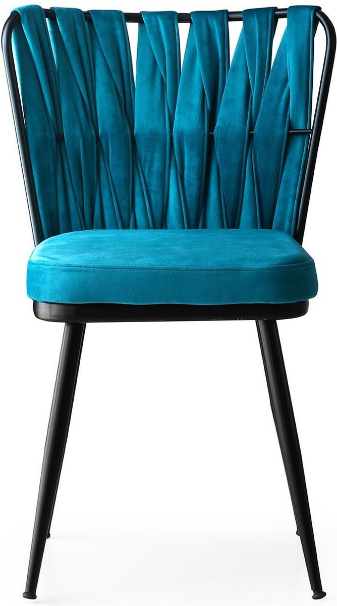 Skye Decor , Stoelenset (4 stuks), Kuşaklı - 228 V4, Metaal, Zwart & Blauw, 43 x 43 x 82 cm
