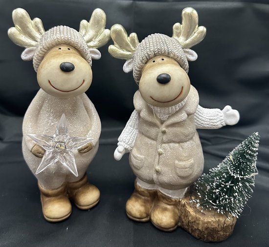 Lights4fun Rendieren met slee met 240 witte ledlampjes, werkt op batterij, timer, kerstverlichting voor buiten en binnen, kerstfiguur