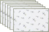 Placemats Set van 6 48x33 cm Wit Katoen Olijven